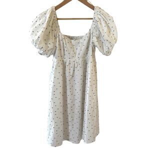 NWT Moon River Milkmaid Balloon Sleeve Empire Mini‎ Dress M Y2K Babydoll Concert